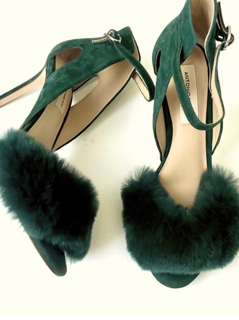 Antonio Melani Emerald Green Suede with Ankle Strap Heels - Size 6